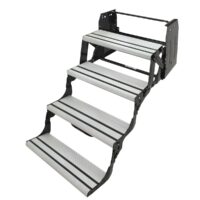 Lippert Alumi-Tread Hybrid Entry Step, 4-Step, 24" W x 30.75" H, 300 lb Capacity, Black