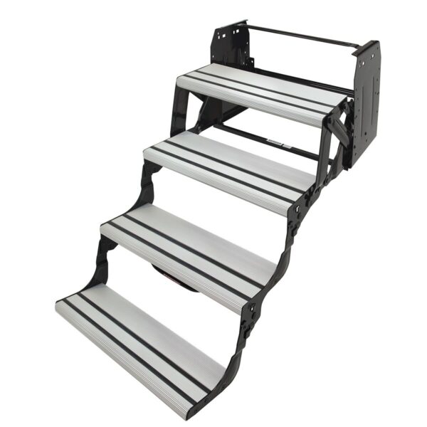 Lippert Alumi-Tread Hybrid Entry Step, 4-Step, 24" W x 30.75" H, 300 lb Capacity, Black