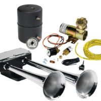 Hadley Bully Air Horn Complete Kit, Dual Tone, Chrome Silver, 133 dB