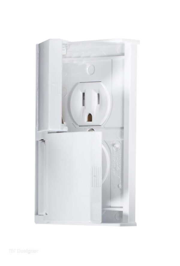 RV Designer Weatherproof Dual Receptacle, White