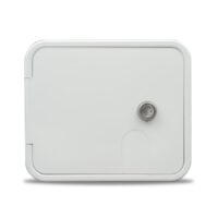 B&B Molders Electrical Cord Hatch, 6-1/2 x 7-5/8 Inch Rectangular, Polar White with Key Lock