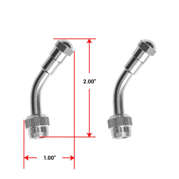 Pacific Dualies Valve Stem Extension, 45 Degree, Silver, Set of 2
