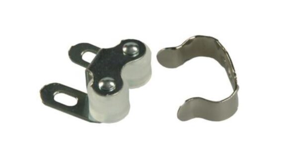 JR Products Door Catch, Double Barrel Roller, Silver, Set of 2