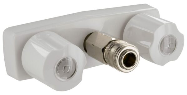 Phoenix Products Exterior Spray Port, Hot and Cold, High Pressure, White Knob Handles