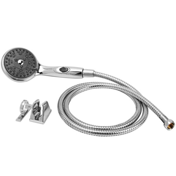 Dura Faucet Hand-Held Shower with Hose, 4-Spray, Chrome, Stainless Steel