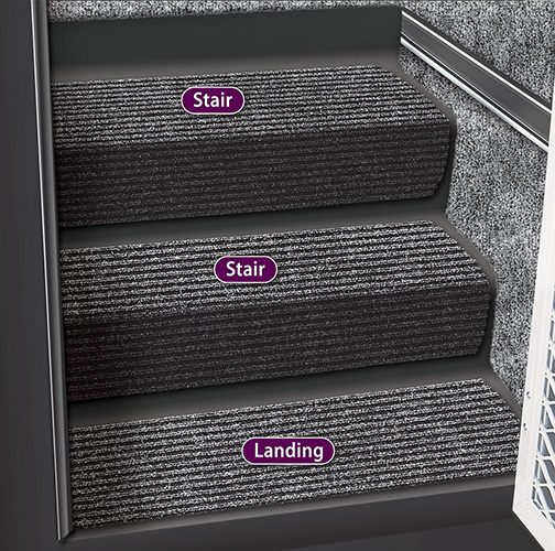 Prest-O-Fit Step Hugger Rug for Landing Steps, Black Granite, 6" x 23.5"
