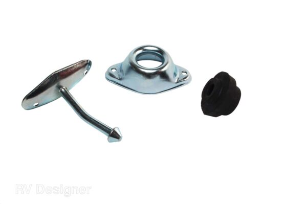 RV Designer Entry Door Holder, Angled Plunger, 3 Inch, Silver