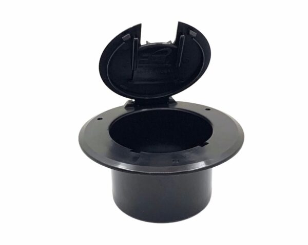JR Products 30/50 Amp Electrical Cord Hatch, Round, Black