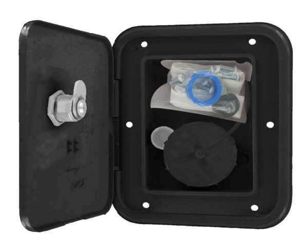 Valterra Fresh Water Inlet, Gravity Feed, Recessed, Black