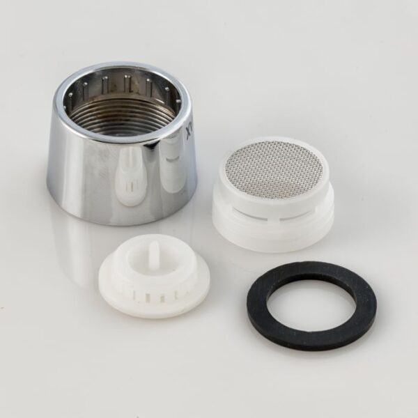 Empire Faucet Aerator, Fixed Spray, Chrome Plated Silver