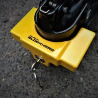 DeadBolt Barbell Trailer Coupler Lock, 1-7/8" or 2" Couplers, Yellow