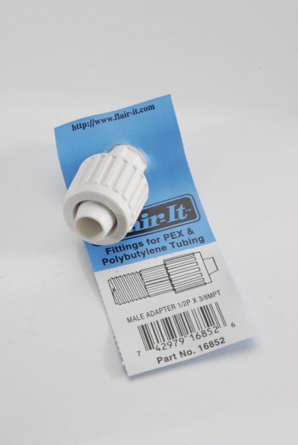 Elkhart Supply 1/2 Inch Compression to 3/8 Inch Male Thread Adapter, White