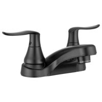 Dura Faucet Mid Arc Lavatory Faucet, 4 Inch Deck Mount, Dual Lever, Black