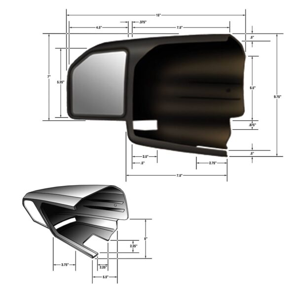 CIPA Custom Towing Mirror, Add-On, 4.5 x 5.25 inches, Set of 2