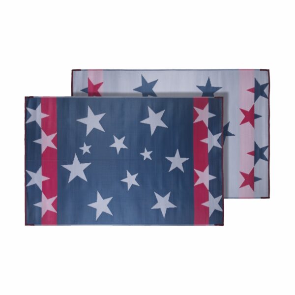 Faulkner 5'8" x 3' Reversible Polypropylene Outdoor Patio Mat, Blue/Red/White