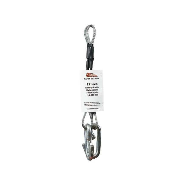 Demco Safety Cable Extension, 7,000 lb, 12" Length, Hook and Eye, Black