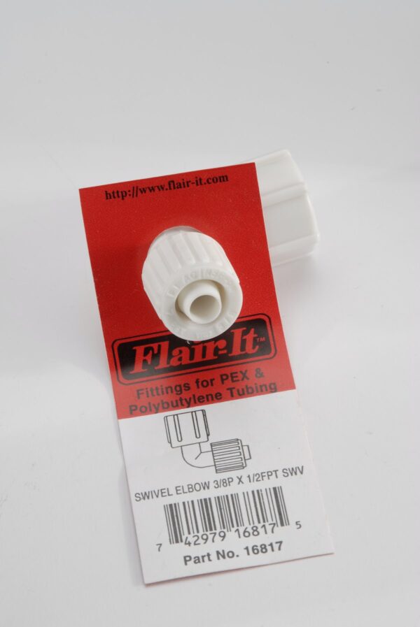 Flair-It Compression to Female Swivel Elbow, 3/8 to 1/2 Inch, 90 Degree, White