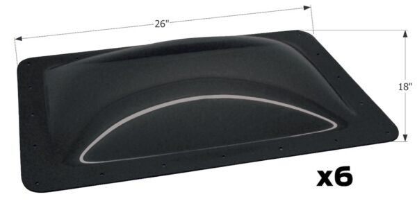 Icon Rectangular Bubble Skylight, Smoke, Set of 6