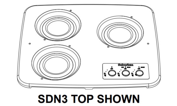 Invision Stove Top Cover for Suburban Triple Burner, Black