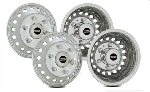 Pacific Dualies Wheel Simulator, 16-Inch 6-Lug Dual, Polished, Set of 4