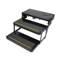 Lippert Kwikee Double Electric RV Entry Step, 30 in. Wide with Platform, Black