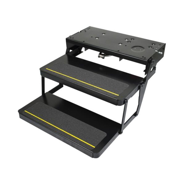 Lippert Kwikee Double Electric RV Entry Step, 30 in. Wide with Platform, Black