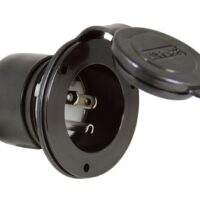 Marinco 120V 15 Amp Battery Charger Inlet Port, Black, with Dust Cover
