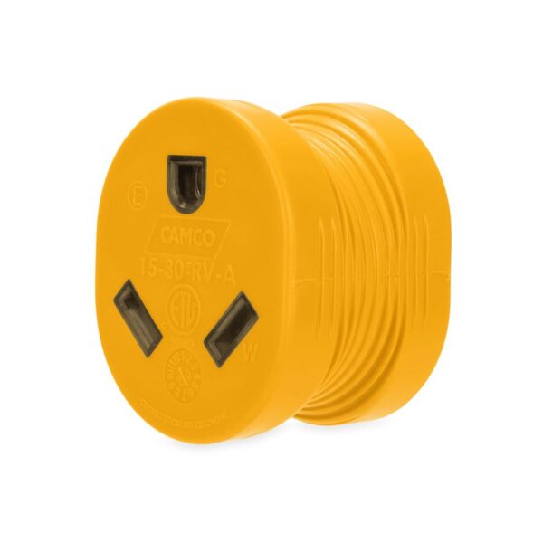 Camco 15 to 30 Amp RV Power Cord Adapter, Yellow