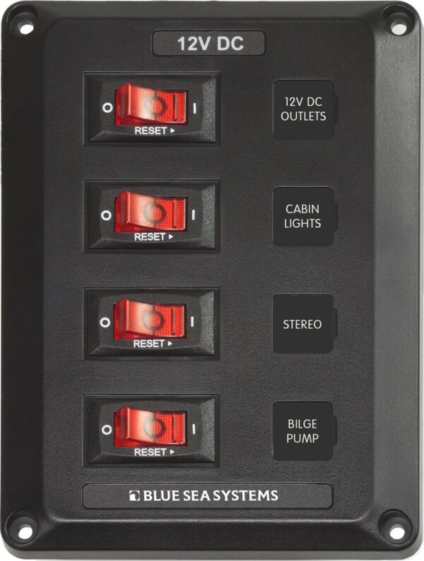 Blue Sea 12V 40A Power Distribution Box, Black, 5.7 x 4.5 Inches