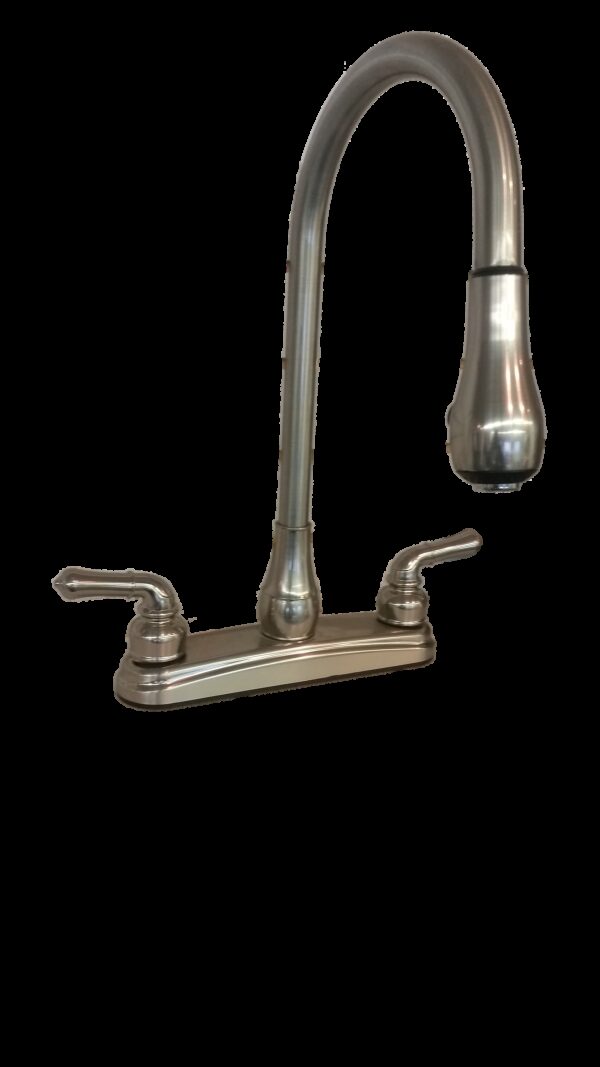 Empire Brass RV Kitchen Gooseneck Faucet, Brushed Nickel, 2-Handle, 8-Inch Deck Mount