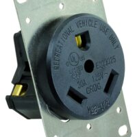 JR Products 125 Volt AC Receptacle, Black, Outdoor Rated