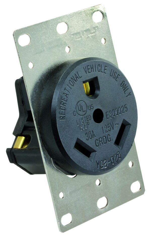 JR Products 125 Volt AC Receptacle, Black, Outdoor Rated