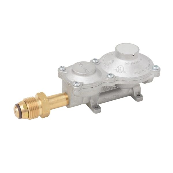 Flame King RV Propane Regulator, Two-Stage, 1/4 Inch POL to 3/8 Inch NPT, 160,000 BTU