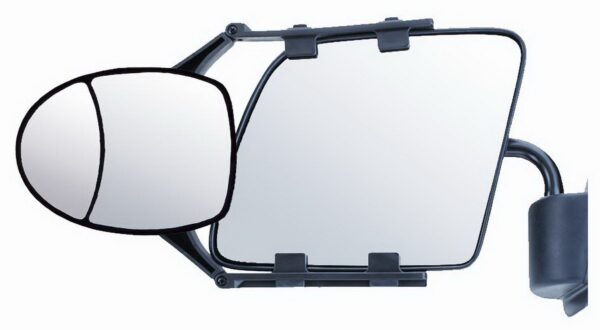 CIPA Dual-View Clip-On Towing Mirror, Manual, Black Textured, 7-1/2" x 5-3/4"