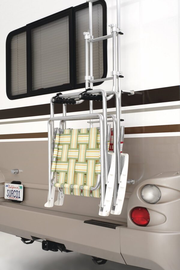 Surco Products Camping Chair Storage Rack, 4-Chair Capacity, Aluminum, Silver