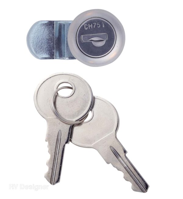 RV Designer Access Door Latch, Stainless Steel, Keyed, Silver