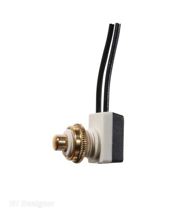 RV Designer Interior Light Switch, 10 Amp, Push Button, Plastic