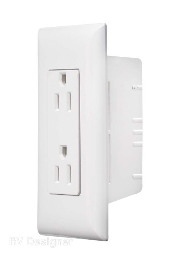 RV Designer Dual AC Receptacle, White