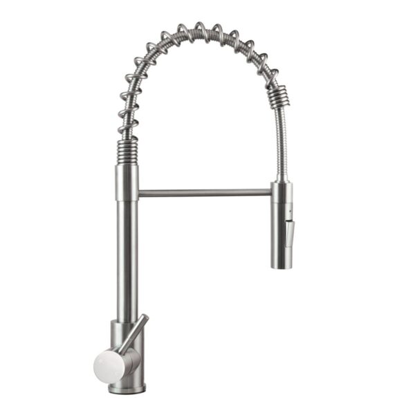Lippert Single Hole Kitchen Faucet, Stainless Steel, Pull-Out Spout, Silver