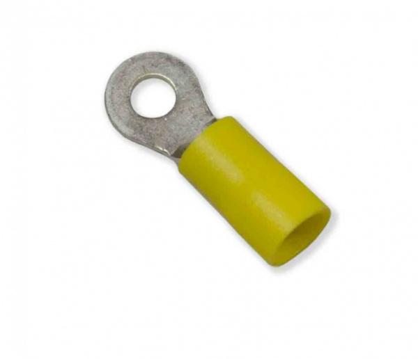 WirthCo 3/8 Inch Ring Terminal, 12–10 Gauge, Yellow, Pack of 100