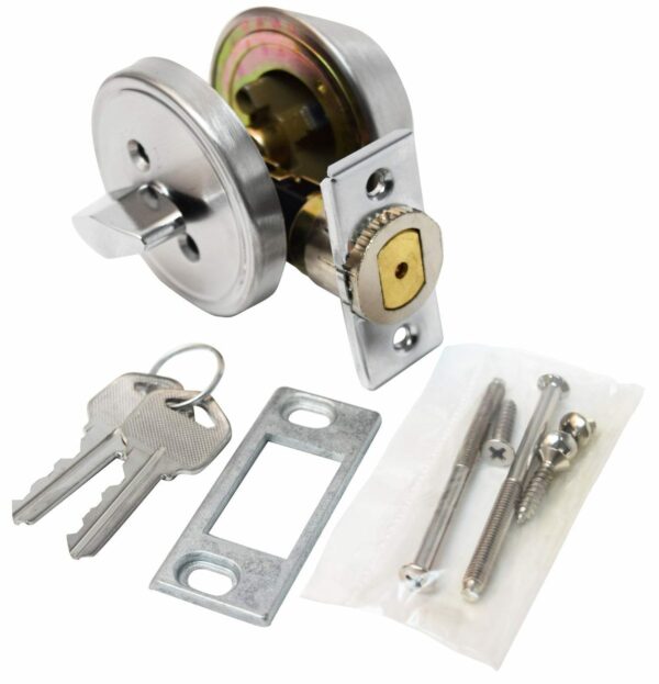 Valterra Keyed Entry Door Lock, Knob Style, 2-3/8 Inch Backset, Silver