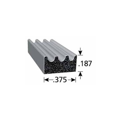 Trim-Lok Weather Stripping, EPDM Rubber, 0.187" x 3/8" Adhesive-Backed, 500 ft