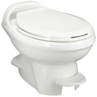 Norcold Premium Permanent RV Toilet, White, Polymer, Low-Profile
