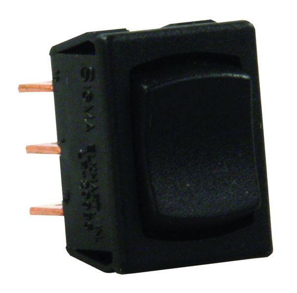 JR Products Rocker Switch, SPDT, Momentary, 5-13A, Black