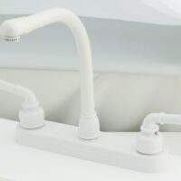 Empire 8 Inch Kitchen Faucet with Teapot Handles and High Arc Spout, White