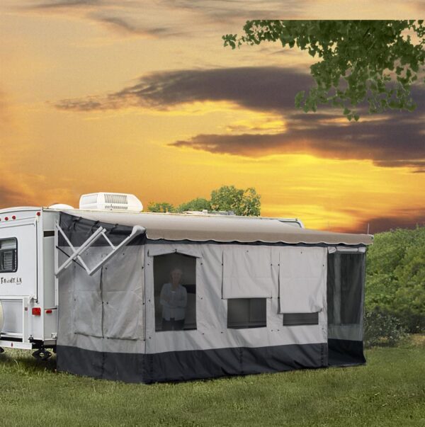 Carefree RV Awning Enclosure Gray With Dark Trim