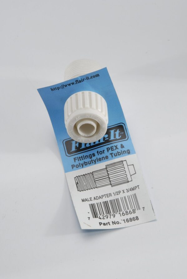 Elkhart Supply 1/2 Inch to 3/4 Inch Fresh Water Adapter, Male Threads, White
