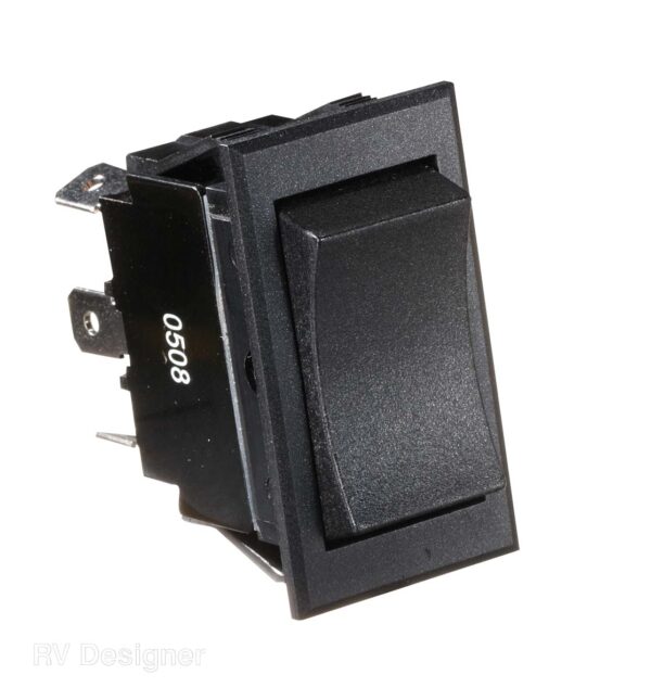 RV Designer 12V 20A Momentary DPDT Rocker Switch, Black