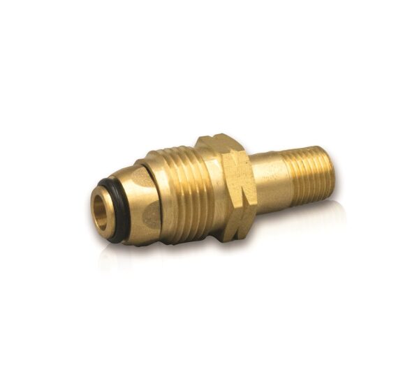 Suburban Propane Adapter, Male POL to 1/4 Inch Threads, Brass, Gold