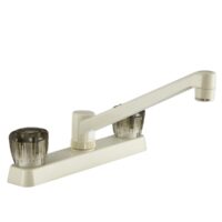 Dura Faucet 2-Knob Low Arc Kitchen Faucet, 8 Inch, White